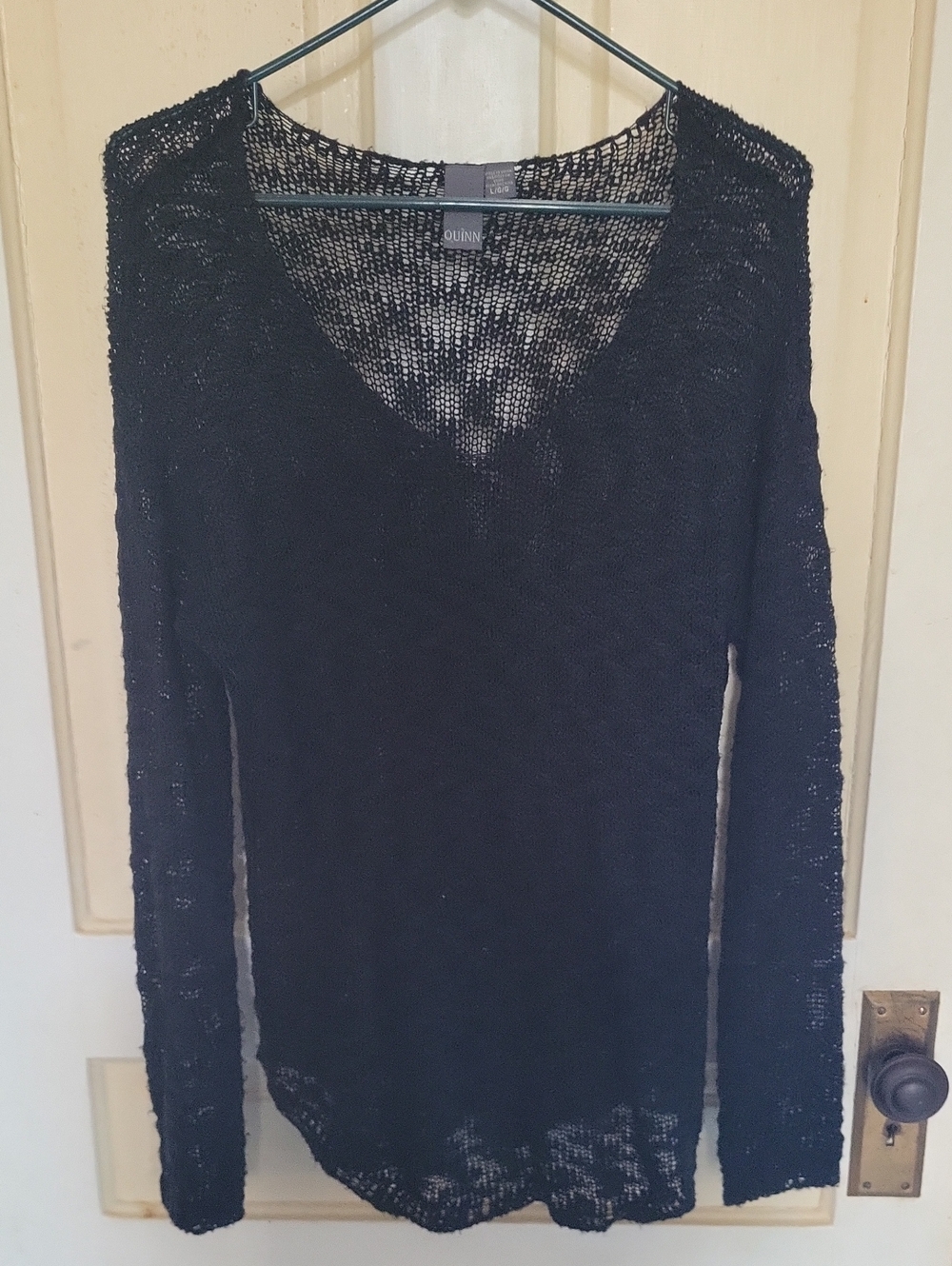 Quinn Black Open-Weave Knit Top